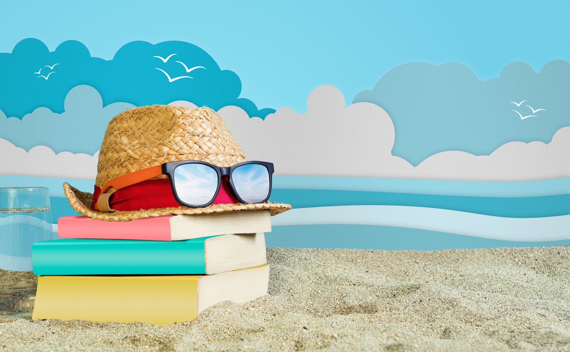 Reading Book on Beach